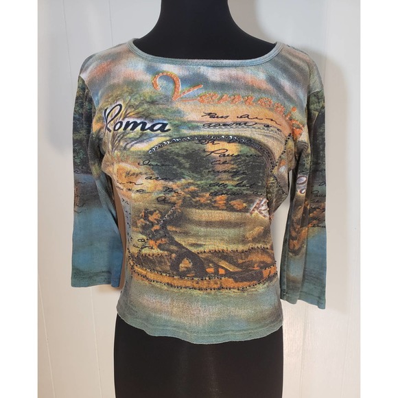 Gandy Couture size small vintage 3/4 sleeve blouse - Picture 1 of 4